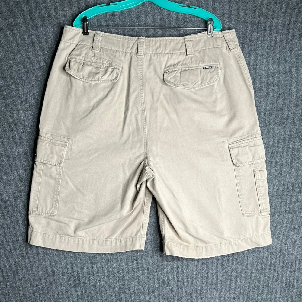 Hurley International Mens Khaki Cargo Shorts Tan Cotton Twill Size 36 Y2K